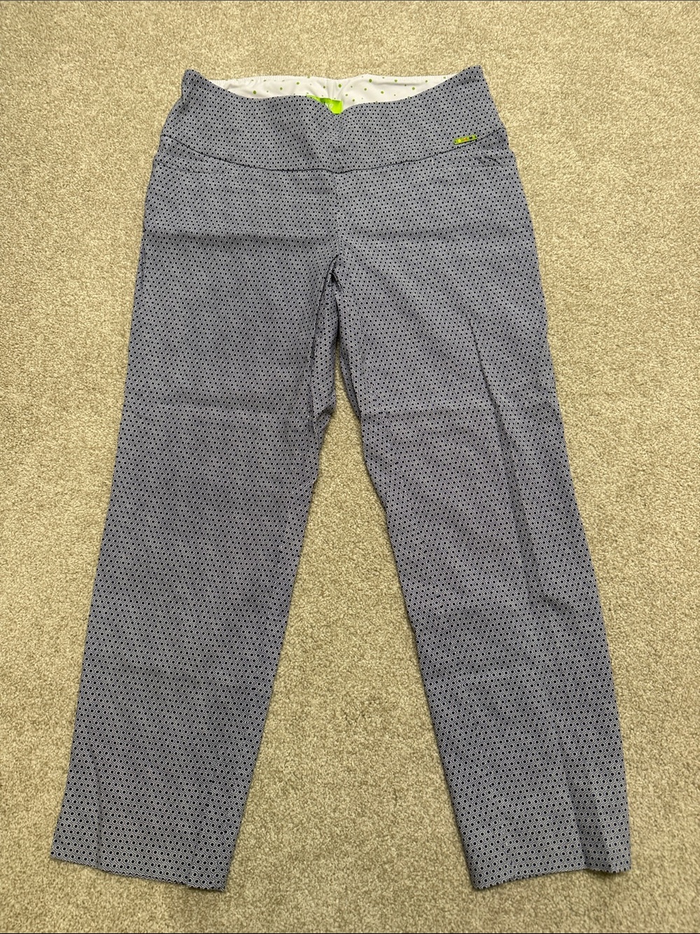 Polka Dot Golf Straight-Leg Trousers in Navy